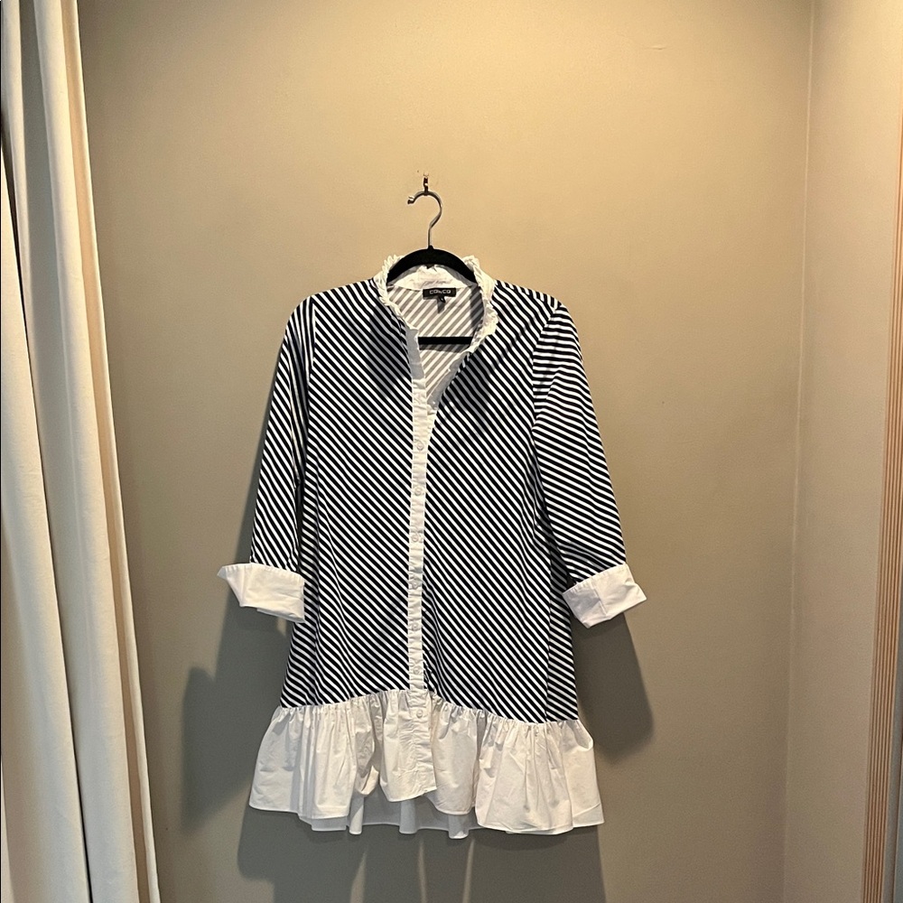 Striped Navy and White Mini Dress